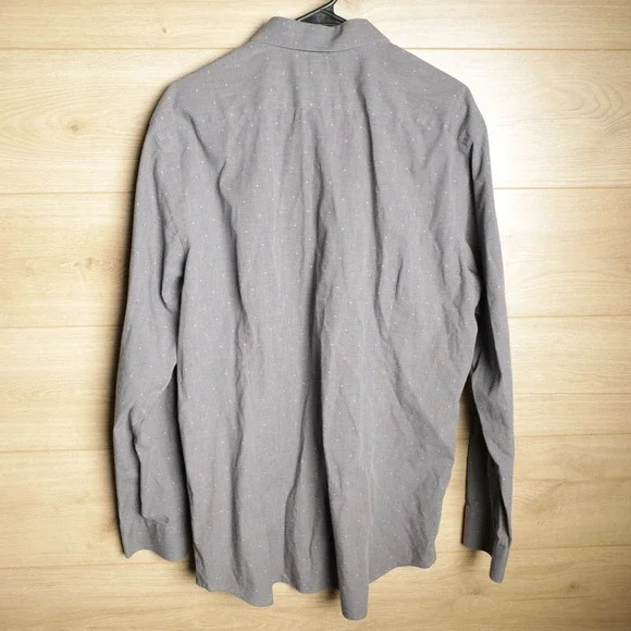 Banana Republic Mens Non Iron Slim Fit Grey Micro Dot Long Sleeve Button Up XL - Picture 2 of 7